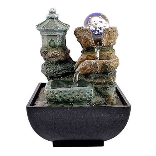 Vista al agua Fuente de agua Fuente de agua Decoración de la escultura, Zen LED Humidificador de aire interior Decktop Fountain Garden Micro Paisaje Inicio Oficina Feng Shui Decoración, C Love of a li
