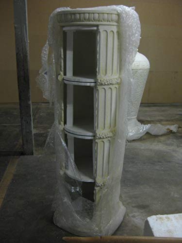 Vitrina Griega Columna con 3 estantes de cristal, altura 187 cm, vitrina de cristal, color: blanco crema, ancho 60 x profundidad 60 x altura 187 cm
