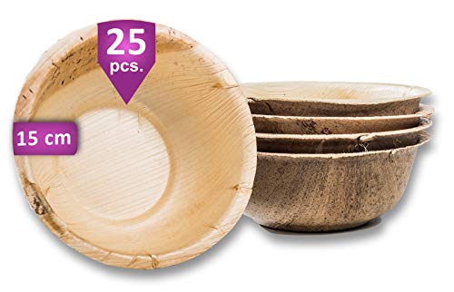 Waipur Hoja de Palma Cuencos Orgánicos – 25 Cuencos Desechables 15 cm/ 500 ml - Vajillas Desechables Premium, Estable, Natural y Compostable – Cuencos Madera – Bambu Bol Biodegradable Waipur Hoja de Palma Cuencos Orgánicos – 25 Cuencos Desechables 15 cm/ 500 ml - Vajillas Desechables Premium, Estable, Natural y Compostable – Cuencos Madera – Bambu Bol Biodegradable