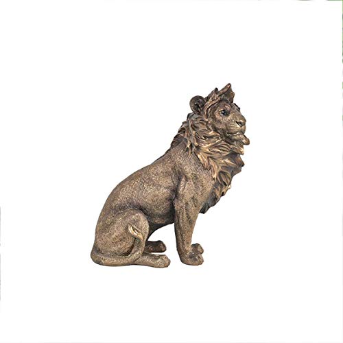 WGLG - Figura decorativa moderna de resina dorada, diseño de león exquis animal, decoración para casa, oficina