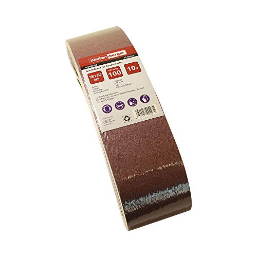 Woltersberger® 10 bandas de lija de tejido | Tamaño 100 x 915 mm | grano P-150 | Premium Lijadora banda de papel de lija