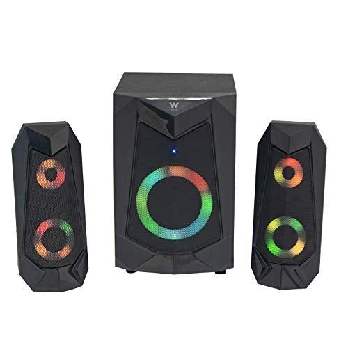 Woxter Big Bass 180 FX - Altavoces 2.1 (20W, Subwoofer, Rejilla metálica, Leds RGB, Ideal para TV, PC y videoconsolas), Bluetooth