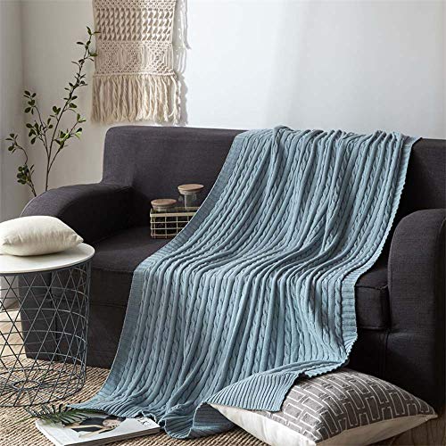 WWSUNNY Manta de sofá Mantas para Cama, 2 tamaños y 12 Colores, adecuadas para su hogar, sofá, bebé, automóvil, Hotel, Viajes, Regalos. Disponible en Todas Las Estaciones-Azul Gris(120cm*180cm)