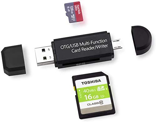 YAWALL Lector de Tarjetas Micro USB OTG Adaptador y USB 2.0 para SDXC, SDHC, SD, MMC, RS-MMC, Micro SDXC, Micro SD, Tarjeta Micro SDHC y Tarjeta UHS-I