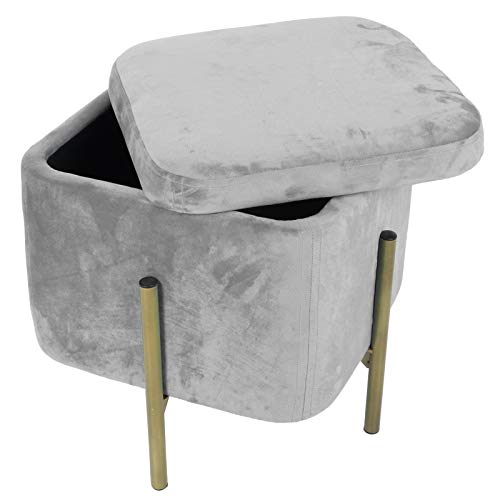 YCSD Reposapiés De Terciopelo Gris, Taburete De Almacenamiento, Reposapiés De Cubo Otomano, Cofre Cuadrado con Patas De Oro Rosa para Dormitorio, Tocador YCSD Reposapiés De Terciopelo Gris, Taburete De Almacenamiento, Reposapiés De Cubo Otomano, Cofre Cuadrado con Patas De Oro Rosa para Dormitorio, Tocador