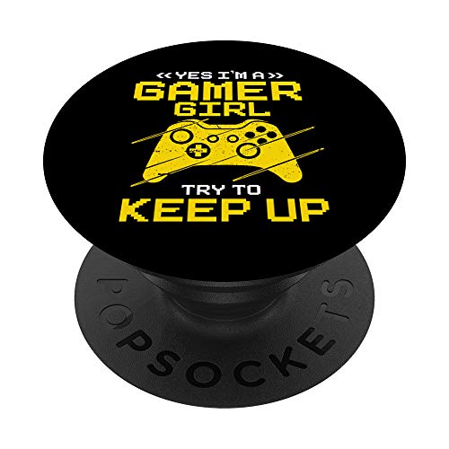 Yes I'm A Gamer Girl Funny Hobby Video Gaming Gamer Gift PopSockets PopGrip: Agarre intercambiable para Teléfonos y Tabletas