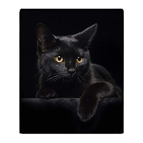 YISUMEI - Manta polar suave, gato negro, manta apta para sofá o cama, algodón mixto, Color1, 150 x 200 cm