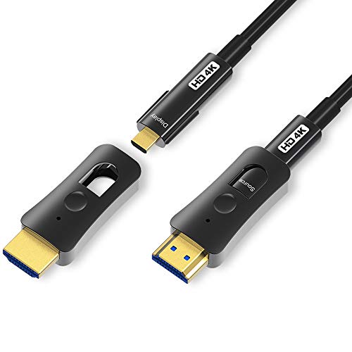 YIWENTEC - Cable de Fibra HDMI 4k@60Hz HDCP2.2 4:4 de Alta Velocidad 18Gbps HDR 3D 4K2K HDMI Cable de Fibra óptica con Micro HDMI Tipo Pull 15 m 4K