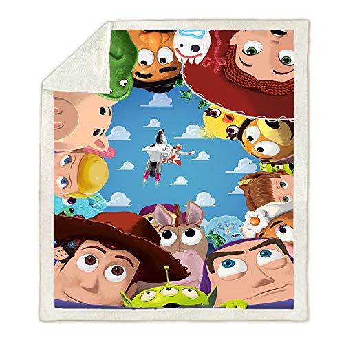 YKOUT 150X200Cm Toy Story Sherif Woody Buzz Lightyear Manta De Felpa para Bebé, Funda para Sofá Cama, Ropa De Cama Doble para Niños, Regalos para Niños