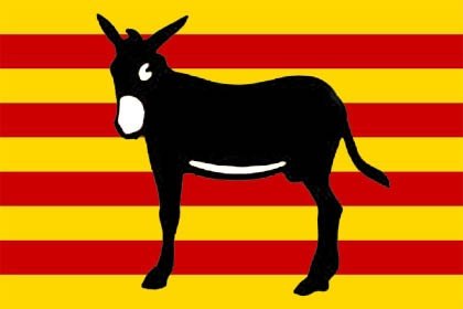 Yuan Bandera de cataluña con Burro de 150 x 90 cm.- Poliester