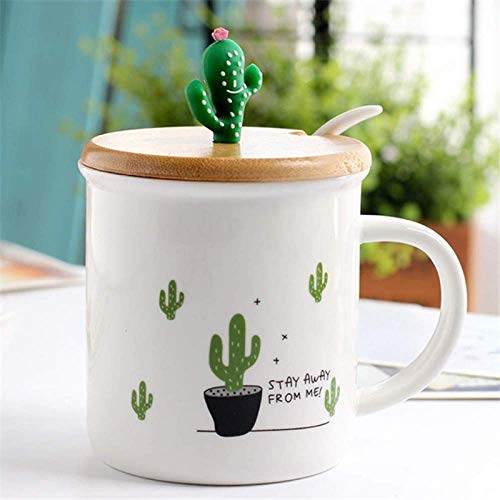 yylikehome 350 ml de Dibujos Animados Taza de Cactus Planta Creativa Taza de café Cactus Cubierta de bambú Taza Cuchara de cerámica Leche Desayuno Taza yylikehome 350 ml de Dibujos Animados Taza de Cactus Planta Creativa Taza de café Cactus Cubierta de bambú Taza Cuchara de cerámica Leche Desayuno Taza