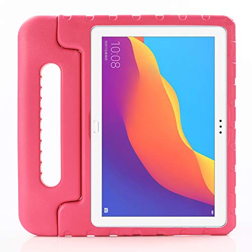 ZiHang Funda Infantil Huawei Mediapad T5 10 10.1”, Carcasa Niño Antigolpes con Asa Convertible Tapa de Soporte, Funda Bebé Ligera para Huawei Mediapad T5 10 (Rosa roja)