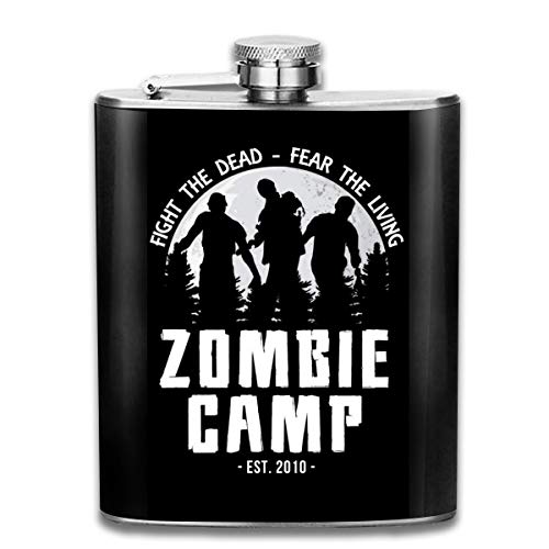 Zombie Camp The Walking Dead - Petaca de bolsillo (acero inoxidable, 7oz)
