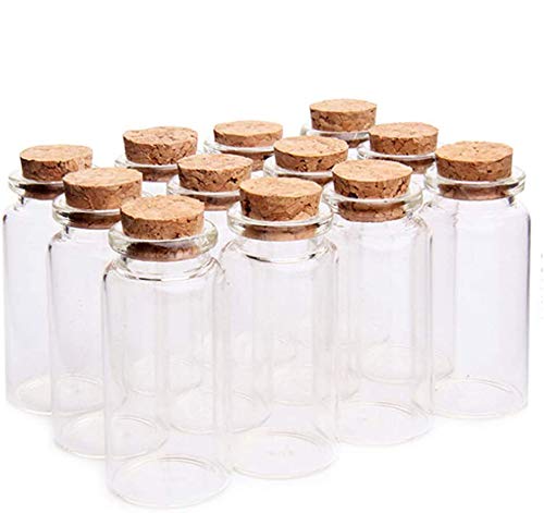 18 piezas de mini botella de vidrio de 10 ml, lata de muestra de botella de vidrio vacía, botella de vidrio transparente con corcho, para decoración de bricolaje, condimento de cocina