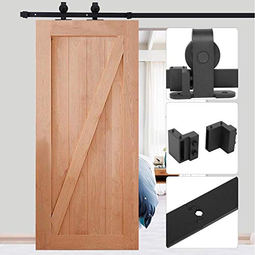 183/ 200cm Herraje para raíl de sistema puerta deslizante Herraje Puertas Corredera Riel Rueda para Puertas Kit de Accesorios para Puerta corredera dormitorio, balcón, cocina (B: 200cm)