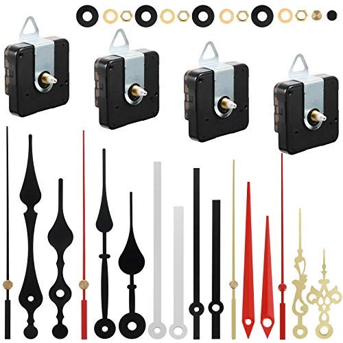 4 Mecanismos de Movimiento de Reloj de Pared de Cuarzo Juego de Motor de Reloj a Pilas con 6 Juegos de Agujas Herramientas de Mejora de Hogar, 0,5 Pulgadas de Longitud de Eje (13 mm) 4 Mecanismos de Movimiento de Reloj de Pared de Cuarzo Juego de Motor de Reloj a Pilas con 6 Juegos de Agujas Herramientas de Mejora de Hogar, 0,5 Pulgadas de Longitud de Eje (13 mm)