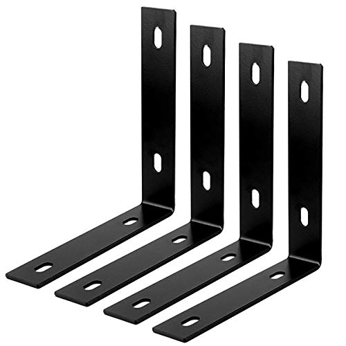 4 piezas de 210 mm negro ángulo de acero de 3 mm de grosor para cargas industriales y agrícolas de acero de 210 mm × 40 mm, carga máxima de 40 kg