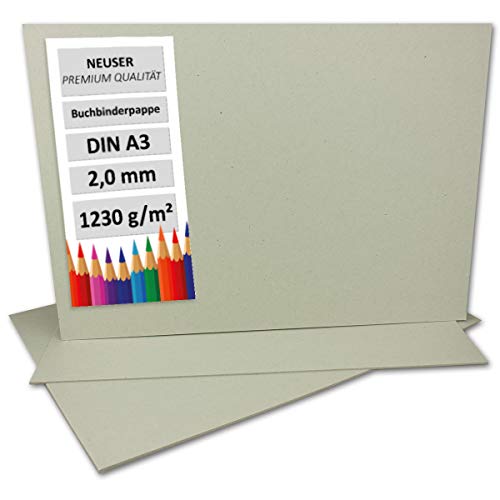 5 unidades de encuadernación DIN A3 – Grosor 2,0 mm (0,20 cm) – Gramaje: 1230 g/m² – Formato: 29,7 x 42 cm – Color: gris y marrón