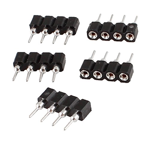 5 Unidades hembra a macho 4 CLAVIJAS RGB Cables Conectores Negro para LED Tiras