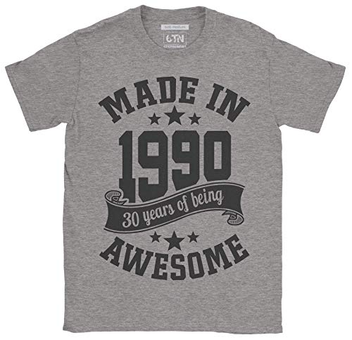 6TN Hombre Hecho en 1990 30 años de ser Impresionante Camiseta (XXL, Gris Deportivo)