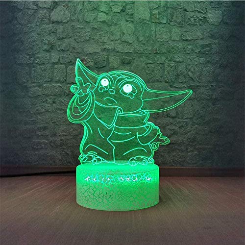 ADIS Lámpara de ilusión 3D Luz de Noche LED Baby Yoda Watch The Sky Star Wars Master Yoda Bulb The Mandalorian Niños Lavadora Dormitorio Oficina Decoración ADIS Lámpara de ilusión 3D Luz de Noche LED Baby Yoda Watch The Sky Star Wars Master Yoda Bulb The Mandalorian Niños Lavadora Dormitorio Oficina Decoración