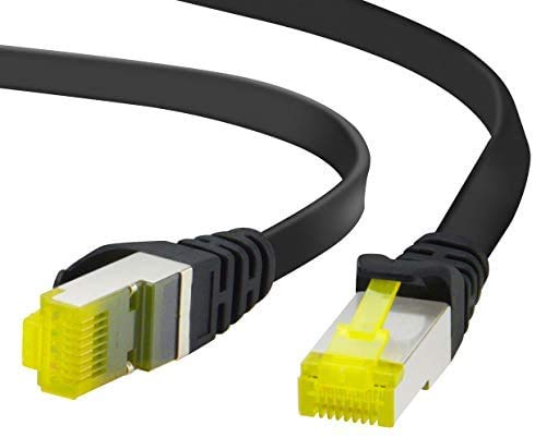 ADWITS 2 X 0,5m Cable Ethernet | Cable Cat 7 Apantallamiento U FTP PiMF con Conector RJ45 | Cable de Conexión | 10000Mbit s | 10 Gigabit, 600MHz | Punto de Acceso Switch Router Modem - Negro
