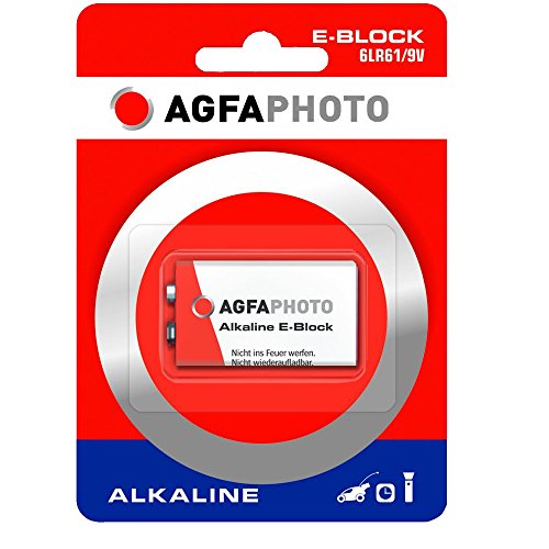 Agfaphoto Batería Alcalina, E-Bloque 6Lr61, 9V Power Extreme, Ampolla Al Por Menor (1-Pack)
