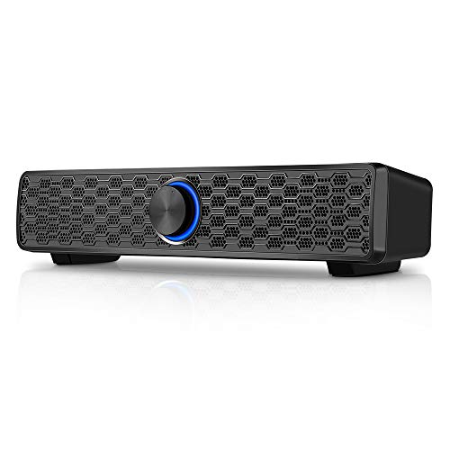 Altavoces PC, Mini Barra de Sonido Altavoz USB para ordenador con LED Sonido Estéreo Controladores Dual para computadora, Móvil ,Tabletas, Portátil