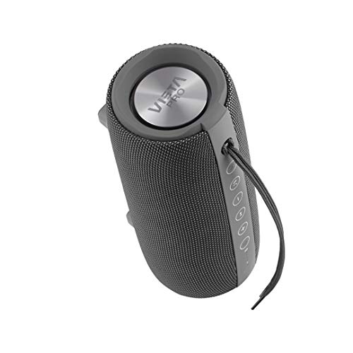 Altavoz Upper 2 de Vieta Pro, con Bluetooth 5.0, True Wireless, Micrófono, Radio FM, 10 Horas de batería, Resistencia al Agua IPX6, Entrada Auxiliar y botón Directo al Asistente Virtual; Color Gris