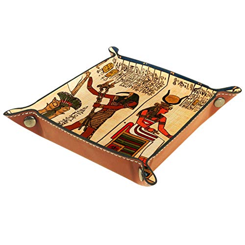 AMEILI Bandeja decorativa de cuero con hebilla para mesita de noche, diseño de Egipto, para llaves, teléfono, monedas, relojes, etc.