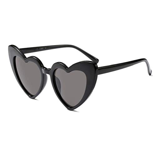 Amor en forma de corazón Gafas de sol Marco de acetato negro Lentes Gafas Altura de la lente 63 mm Ancho de la lente 52 mm