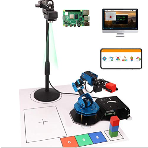 ANAN 6 DOF Robot Arm Mechanical para Frambuesa Pi 4B/4G, Robot Clamp Claw Kit OpenCV, Programable Kit Brazo robótico, con Paquete expansión Voz, servo Bus Inteligente, Materiales del Curso