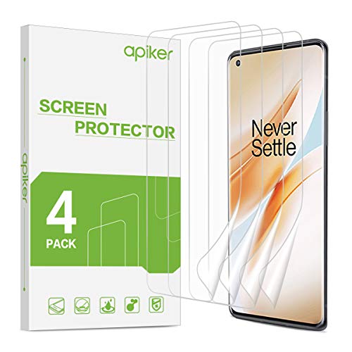 apiker 4 Unidades Protector Pantalla Soft TPU Compatible con Oneplus 8 Pro, Cobertura Máxima, Sin Burbujas, Sin Aplicación Húmeda, 24 Horas de Autocuración