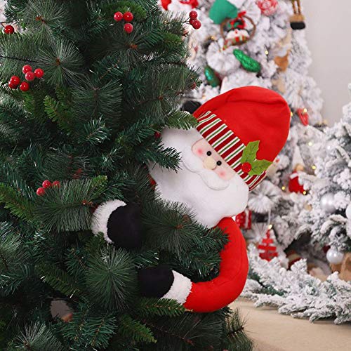 Árbol de Navidad Sombrero de copa Papá Noel/Muñeco de nieve Abrazo Pose Ornamento Muñeca de Santa Claus Decoración navideña Suministros
