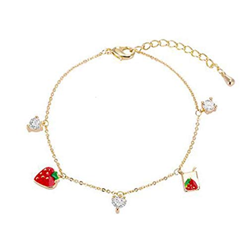 ASFD Pulsera Simple Coreana Pulsera con Personalidad de Moda Joyas hipoalergénicas Populares Mano de Obra meticulosa (Fresa de Oro)