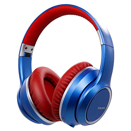 Auriculares con Cancelación de Ruido Inalámbrico Bluetooth 5.0, Srhythm 2020 Version NC15 Over-Ear Plegable con Micrófonos para Clase en Línea/Oficina en el hogar/TV/PC/Teléfono (Azul Acacia)