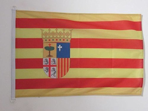 AZ FLAG Bandera de ARAGÓN 150x90cm Uso Exterior - Bandera ARAGONESA 90 x 150 cm Anillos