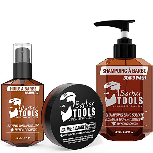 ✮ BARBER TOOLS ✮ Kit de barba cosmética - Oil para barba 30ml + Bálsamo para barba - 30ml + Champú para barba 60ml | Para el mantenimiento y cuidado de la barba - MADE IN FRANCE ✮ BARBER TOOLS ✮ Kit de barba cosmética - Oil para barba 30ml + Bálsamo para barba - 30ml + Champú para barba 60ml | Para el mantenimiento y cuidado de la barba - MADE IN FRANCE