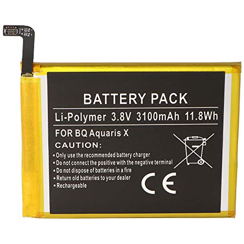 Batería para BQ Aquaris X, BQ 3100, batería de Iones de Litio, 3,8 V, 3100 mAh, Dimensiones 70,7 x 61,6 x 4,0 mm