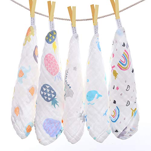 Bebé Muselina Paños y Toallas De Baño, 5 Unidades Toallitas Para Bebé De Muselina, 100% Naturales Algodón Extra Suave y Transpirable Toalla De Cara Recién Nacido Para Pieles Sensibles, 25 x 25 cm Bebé Muselina Paños y Toallas De Baño, 5 Unidades Toallitas Para Bebé De Muselina, 100% Naturales Algodón Extra Suave y Transpirable Toalla De Cara Recién Nacido Para Pieles Sensibles, 25 x 25 cm