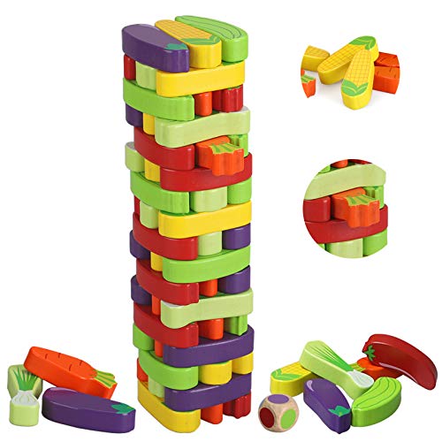 BeebeeRun Juego de Torre de Bloques de Madera,Juegos de Mesa Niños Adulto,Juego niño 3 años más