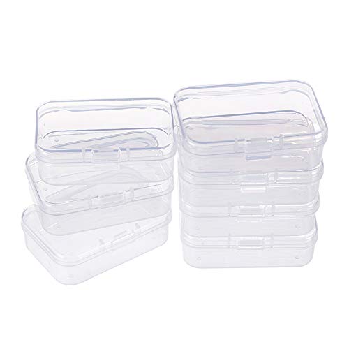 BENECREAT 18 Pack Rectangulos Caja de plastico Transparente con Tapas abatibles para articulos pequeños, Pastillas, Hierbas, Cuentas pequenas (6.4cmx4.4cmx2cm)