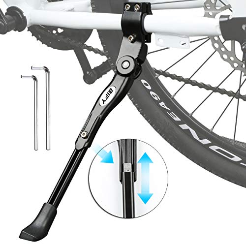 Bify Pata de bicicleta para 24-27 pulgadas, cuadro de aleación de aluminio, soporte de goma antideslizante, altura ajustable (blanco), negro