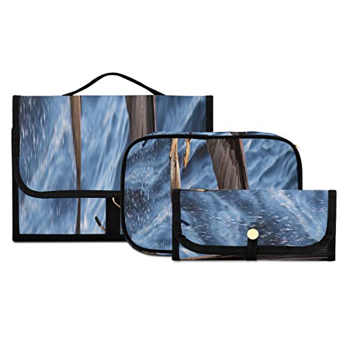 Bolsa de Aseo de Viaje Impermeable Bald Eagle Over Sea Bolsa organizadora de Viaje Artículos de Aseo Bolsa de Aseo de Viaje Lavable y Plegable para Hombres Adecuado para Viajes, Deportes y Fitness, h