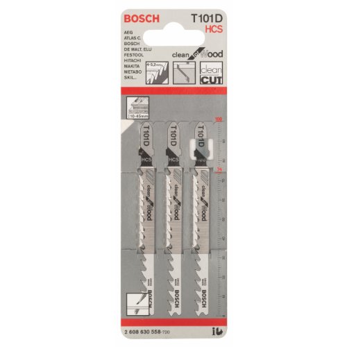Bosch 2 608 630 558 - Hoja de sierra de calar T 101 D - Clean for Wood (pack de 3)
