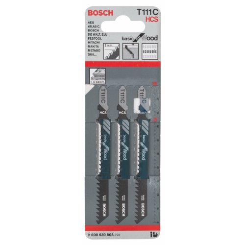 Bosch 2 608 630 808 - Hoja de sierra de calar T 111 C - Basic for Wood (pack de 3)