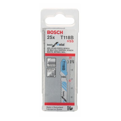 Bosch 2 608 638 471 - Hoja de sierra de calar T 118 B - Basic for Metal (pack de 25)