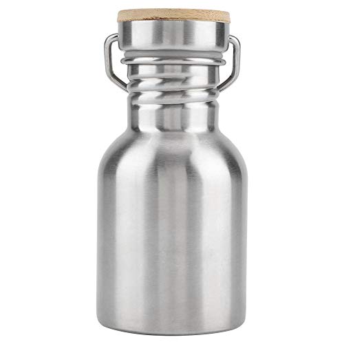 Botella de agua de acero inoxidable, botella de bebida portátil de vidrio para beber al aire libre con tapa de bambú taza de viaje adecuada para ciclistas que realizan caminatas picnic camping