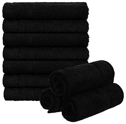 Brandsseller Juego de 10 toallas de invitados, aprox. 50 x 30 cm, 100% algodón, color negro