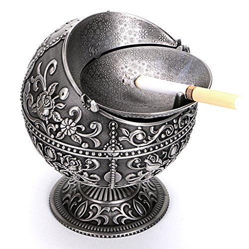 BTSKY Cenicero Vintage Resistente al Viento con Tapa, Diseño de Castillo Clásico, Cenicero de Mesa para Cigarrillos, para Uso en Interiores y Exteriores, Decoración de Hogar y Oficina Plata BTSKY Cenicero Vintage Resistente al Viento con Tapa, Diseño de Castillo Clásico, Cenicero de Mesa para Cigarrillos, para Uso en Interiores y Exteriores, Decoración de Hogar y Oficina Plata